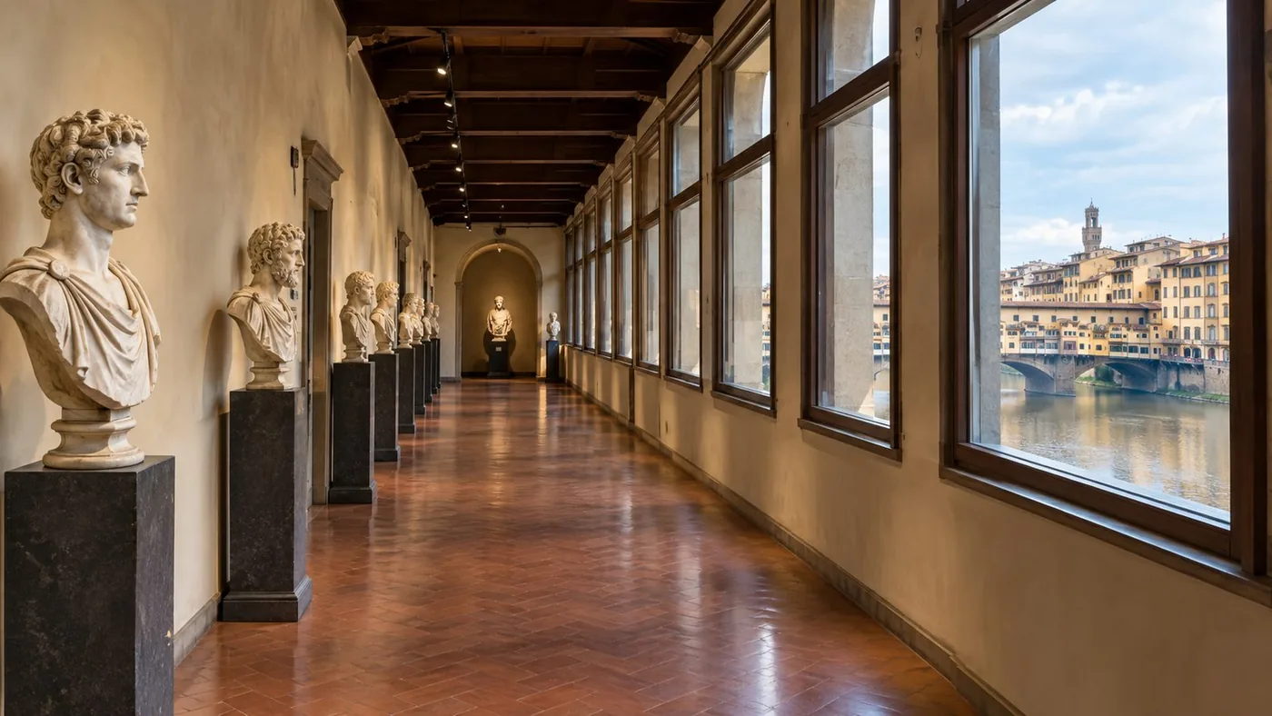 The restored corridor interior, lit and largely empty