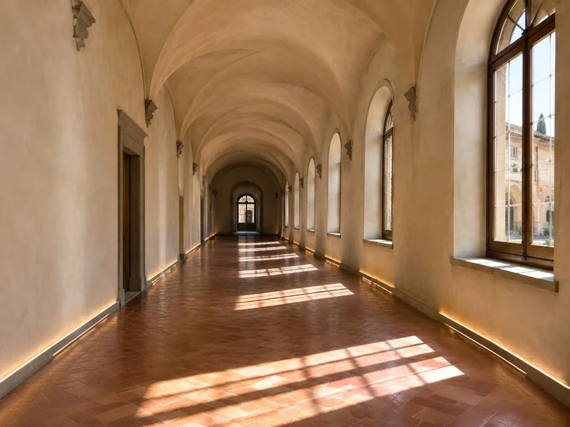 The bare interior of the Vasari Corridor after restoration