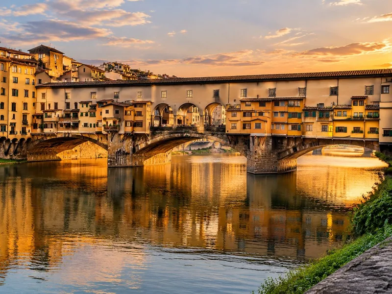 The Ponte Vecchio with the corridor running above the shops